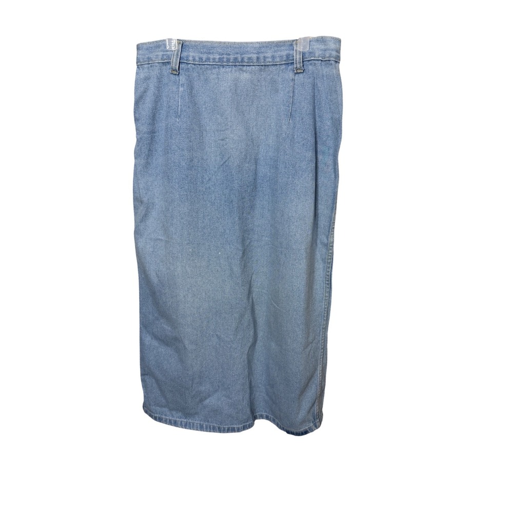 No Excuses Vintage 90s Denim Midi Skirt Light Wash High Waisted Size 9/10 Cotton